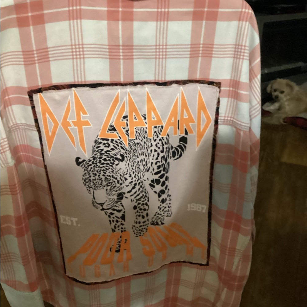Def Leppard Plaid Shirt with Leopard Graphic